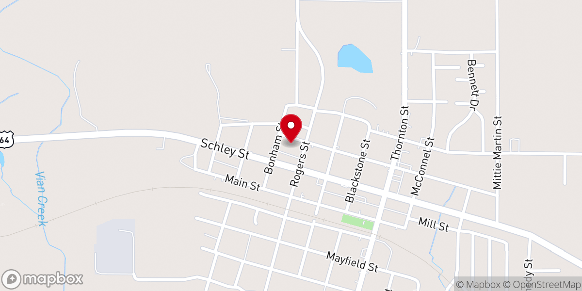 Map showing location of Vian Baptist Church