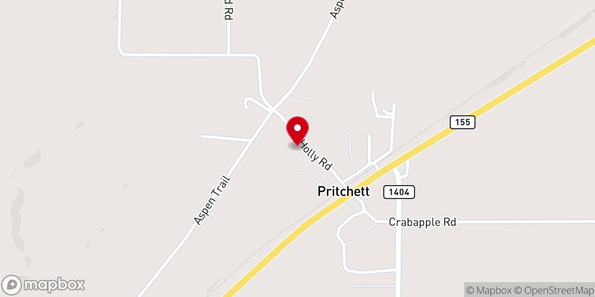 Map showing location of Pritchett Missionary Baptist Church