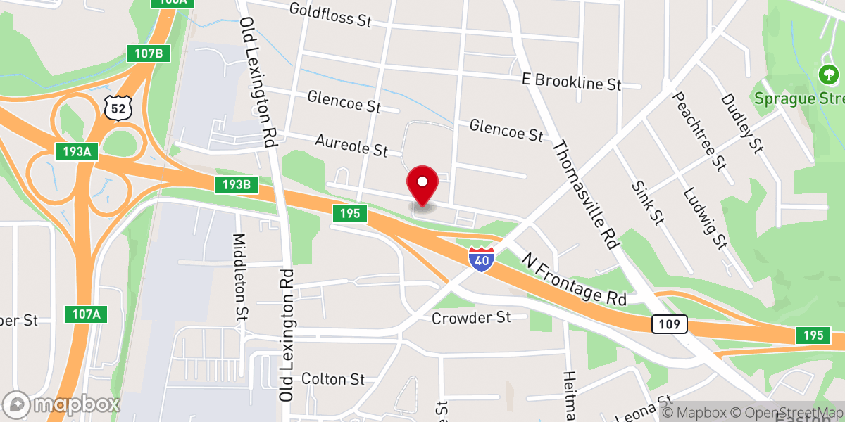 Map showing location of First Waughtown Baptist Church