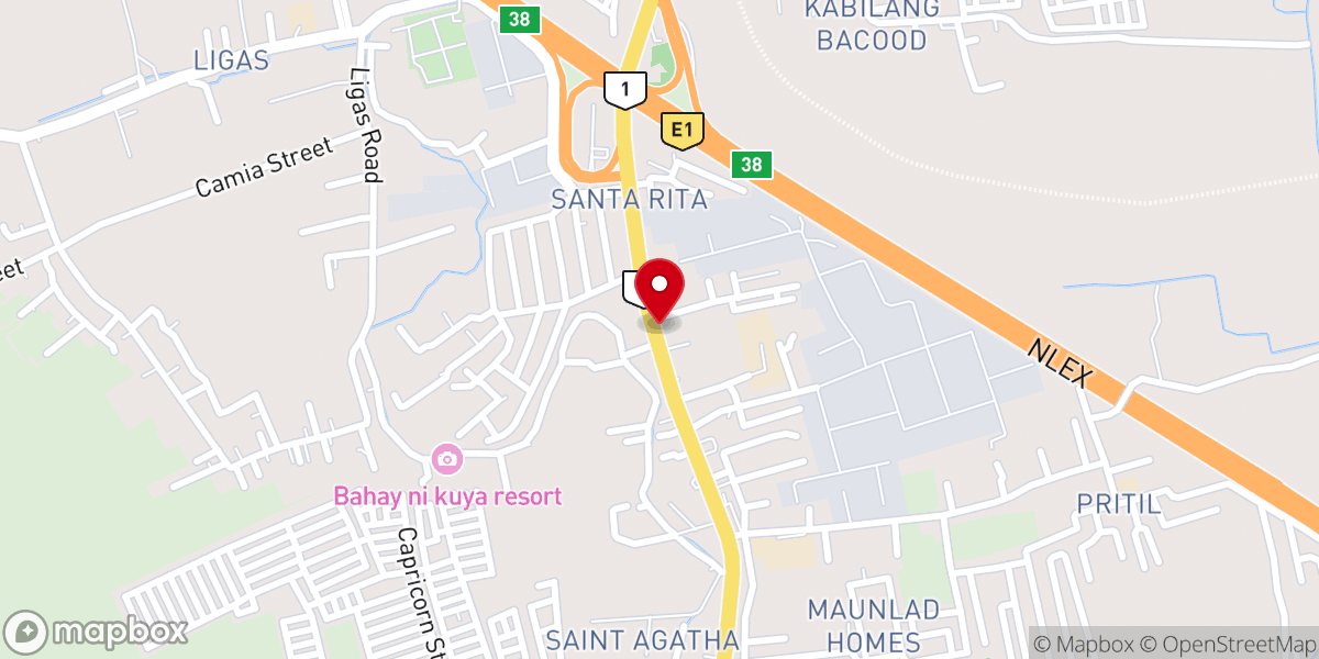 Map showing location of Diocesan Shrine and Parish of Sta. Rita de Cascia (Diocese of Malolos)
