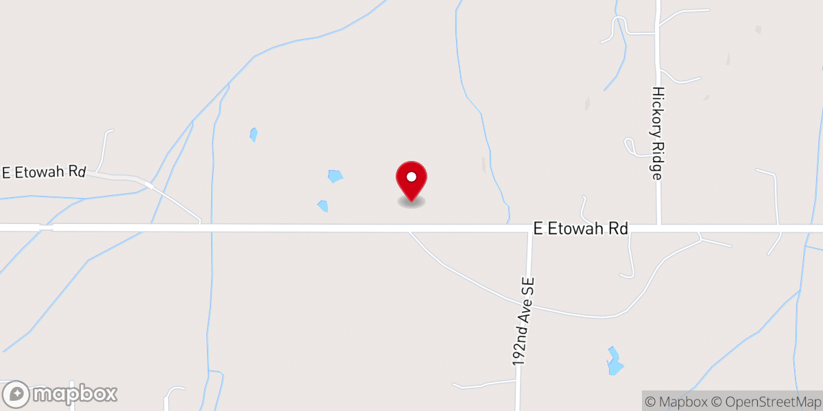 Map showing location of Etowah Baptist Church