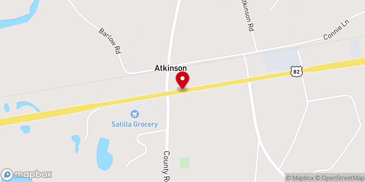 Map showing location of Atkinson Baptist Church