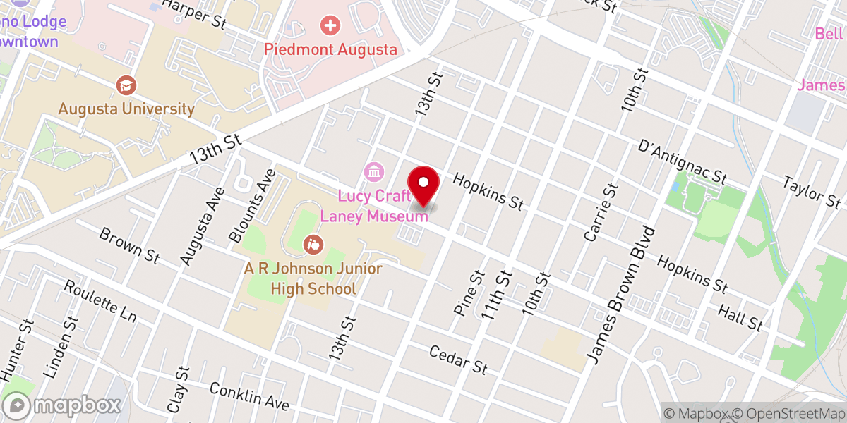 Map showing location of Tabernacle Baptist Church