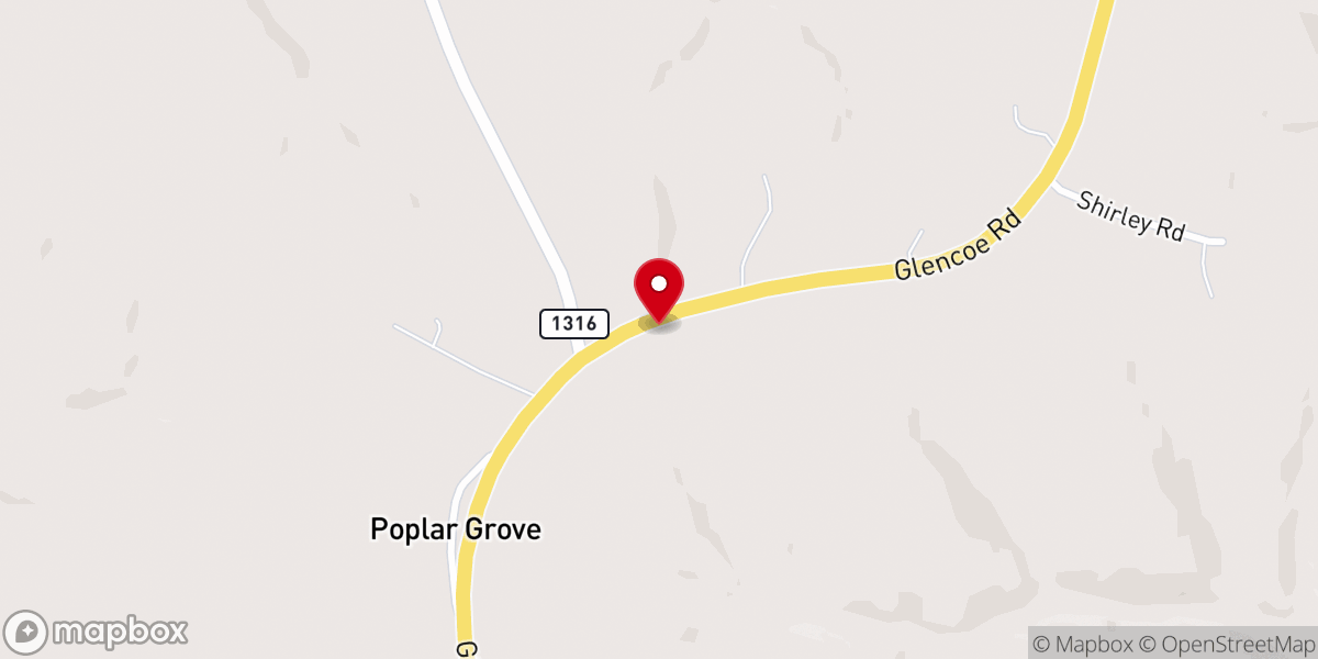 Map showing location of Poplar Grove Baptist Church