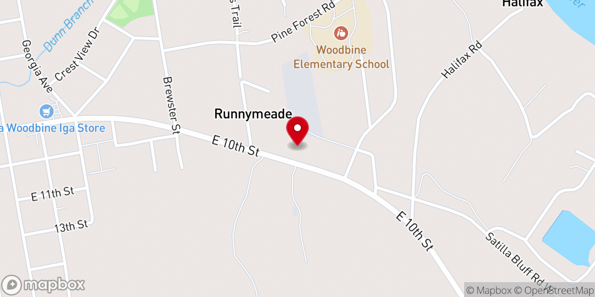 Map showing location of Woodbine Baptist Church