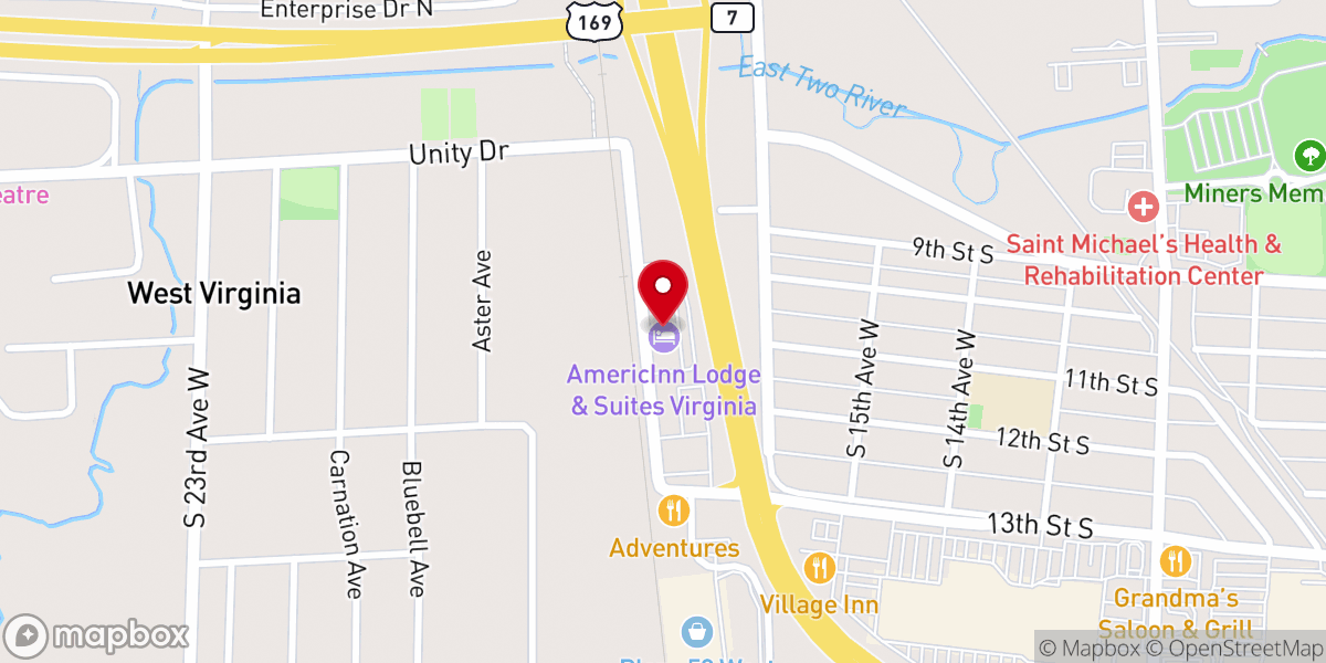 Map showing location of AmericInn by Wyndham Virginia