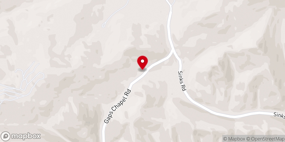 Map showing location of Gaps Chapel Church