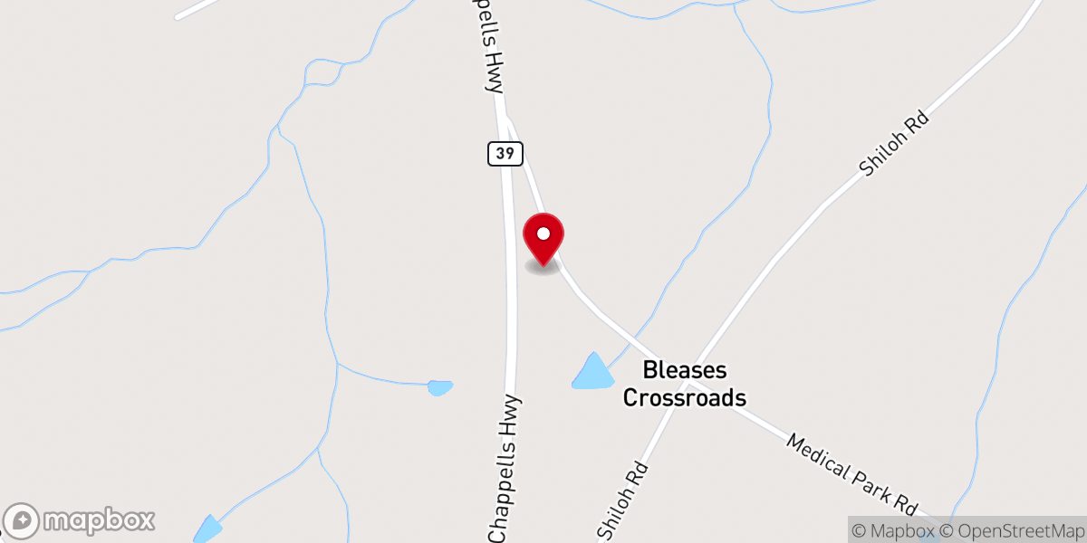 Map showing location of Branch Hill United Methodist Church