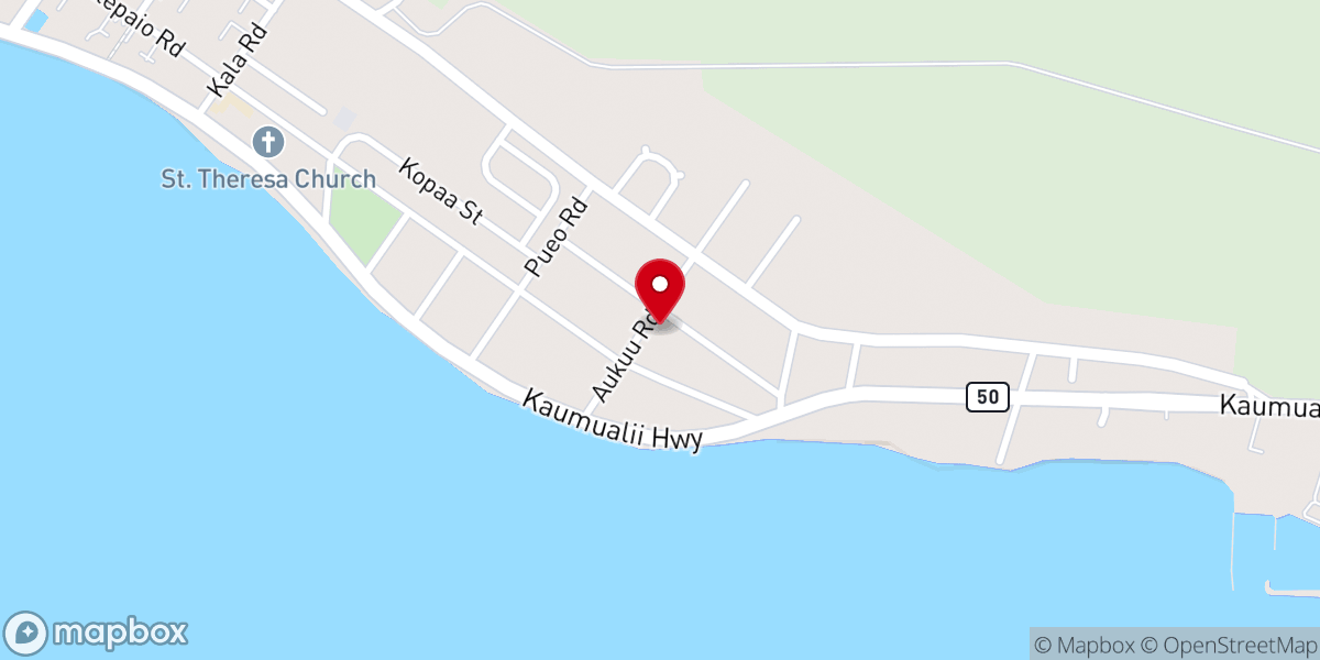 Map showing location of Kekaha Catholic Church