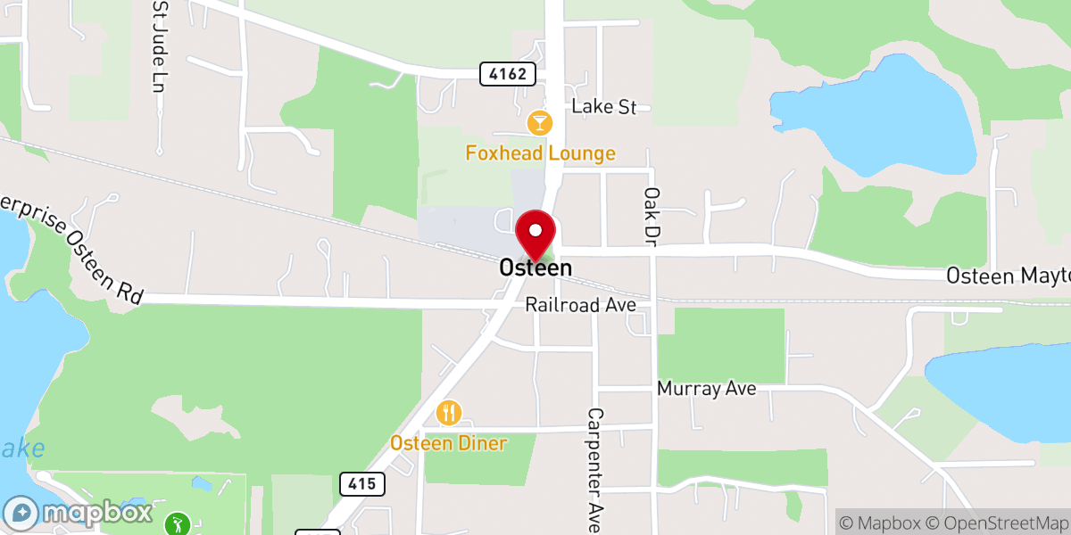 Map showing location of Osteen