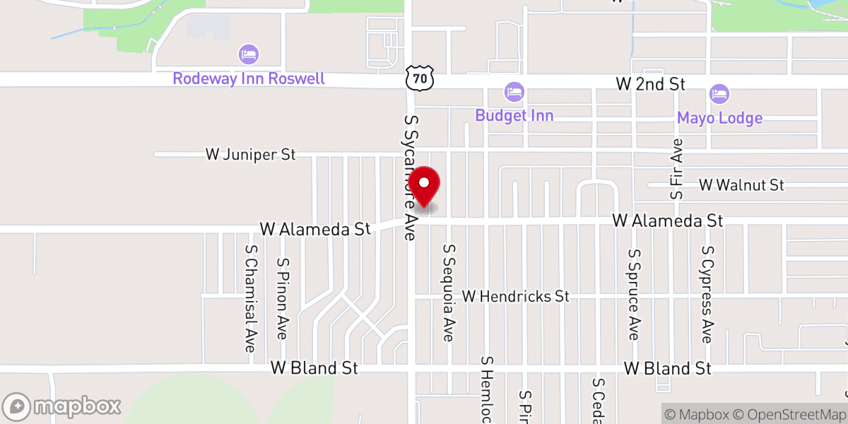 Map showing location of Victory Outreach Roswell