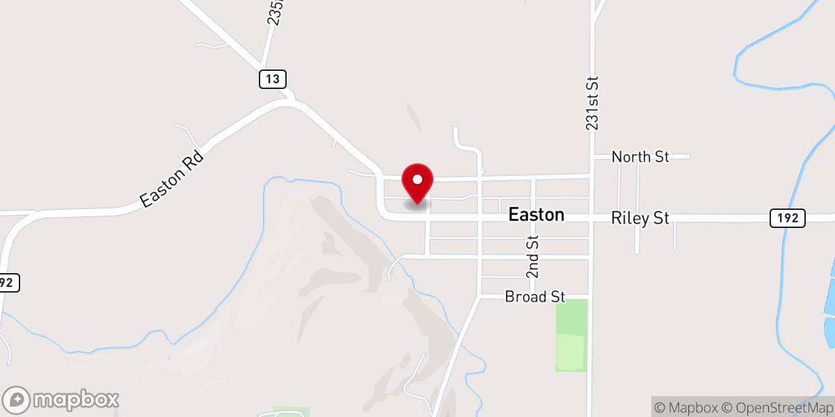 Map showing location of Easton United Methodist Church
