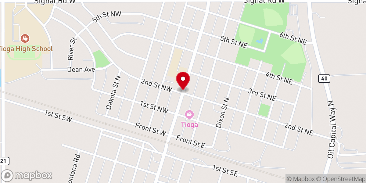 Map showing location of Tioga