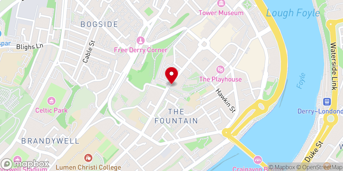 Map showing location of Derry Baptist Fellowship Church