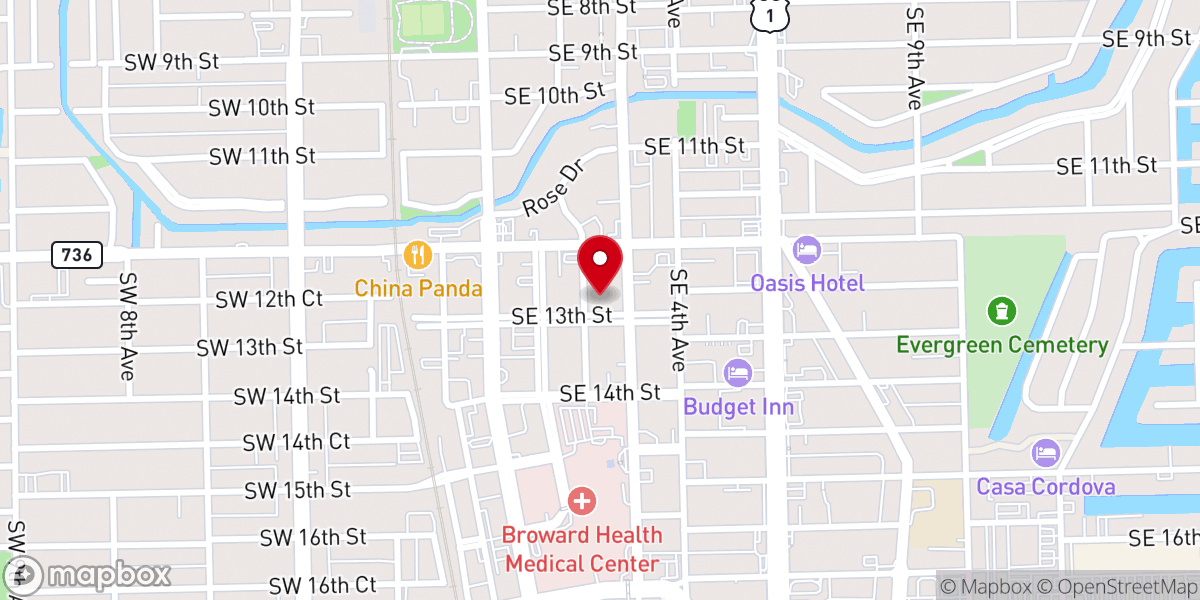 Map showing location of First Christian Church of Fort Lauderdale