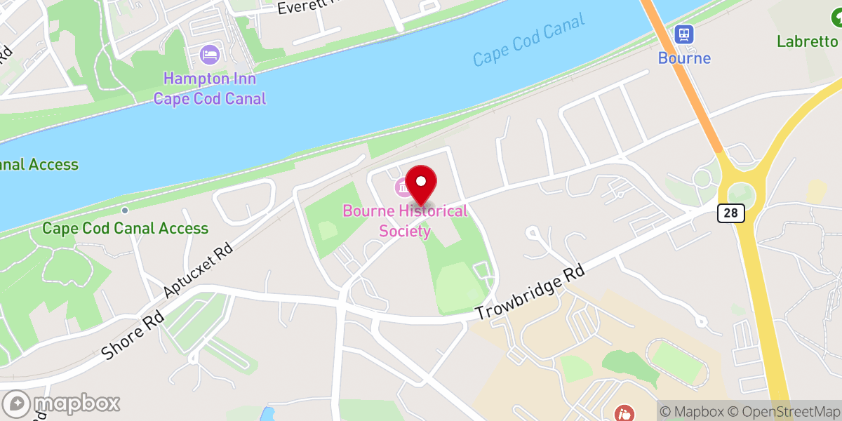 Map showing location of Bourne United Methodist Church