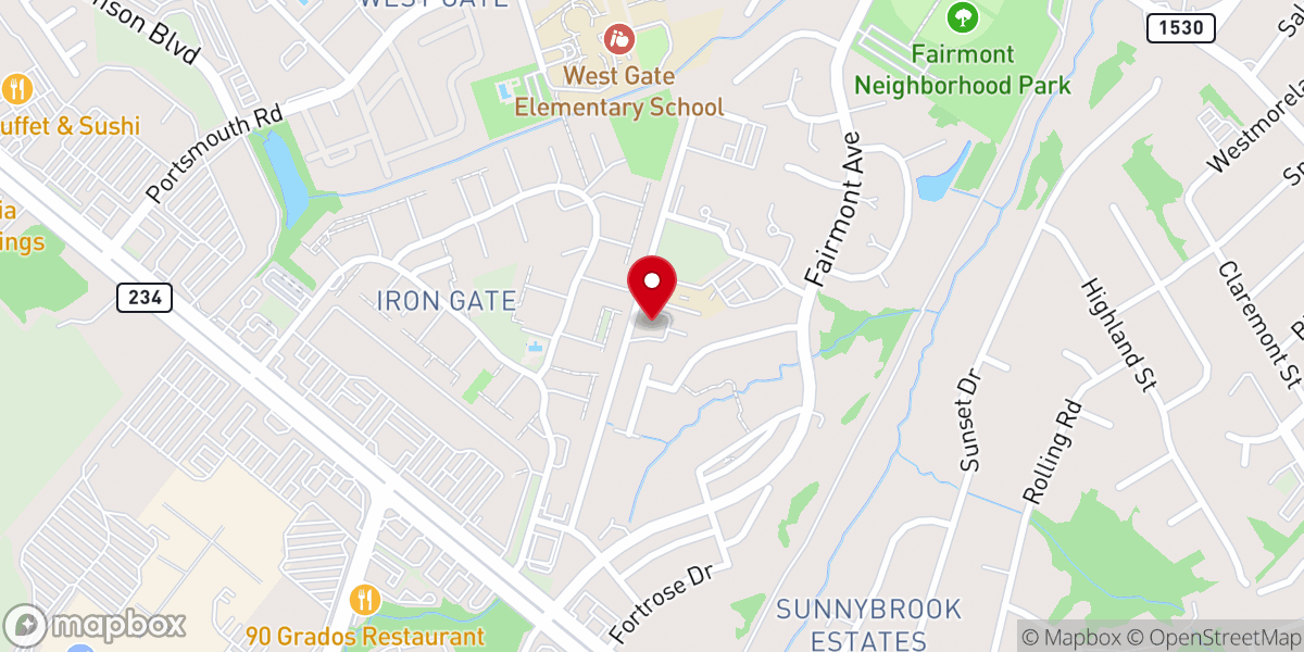 Map showing location of Tabernacle Baptist Church