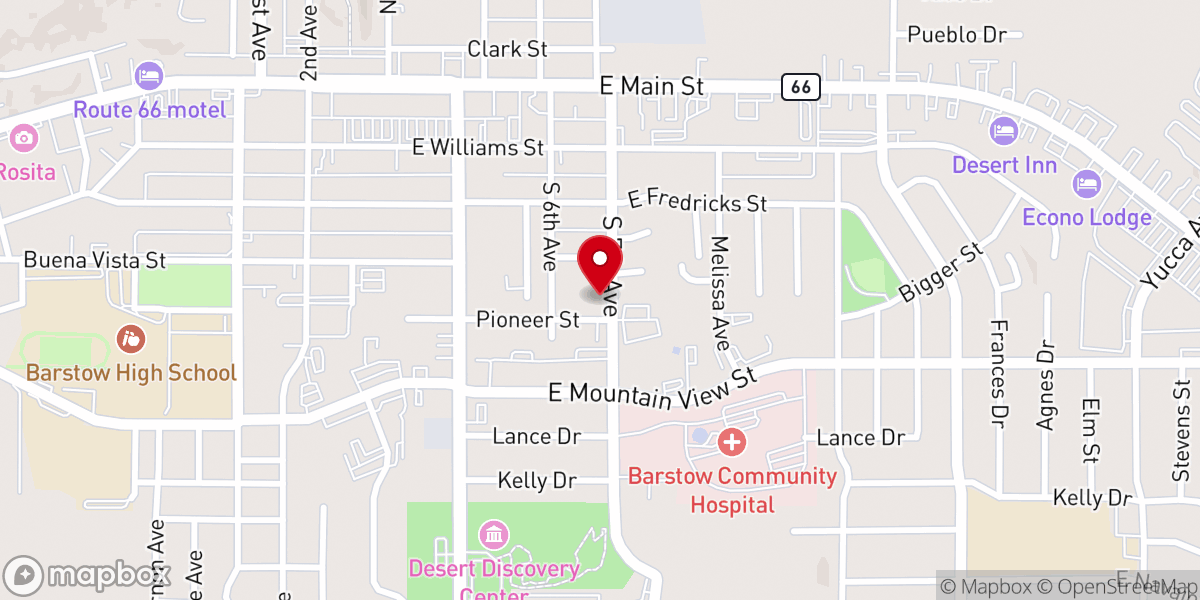Map showing location of Barstow Korean Church