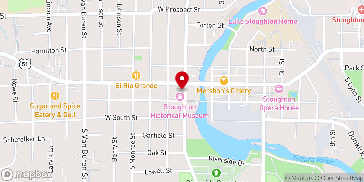 Map showing location of Stoughton Universalist Church