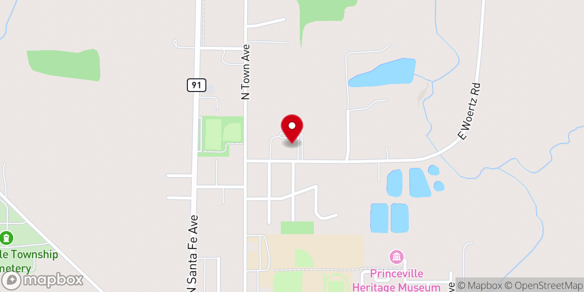 Map showing location of Princeville United Methodist Church