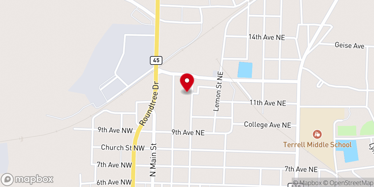 Map showing location of Raines Memorial Baptist Church