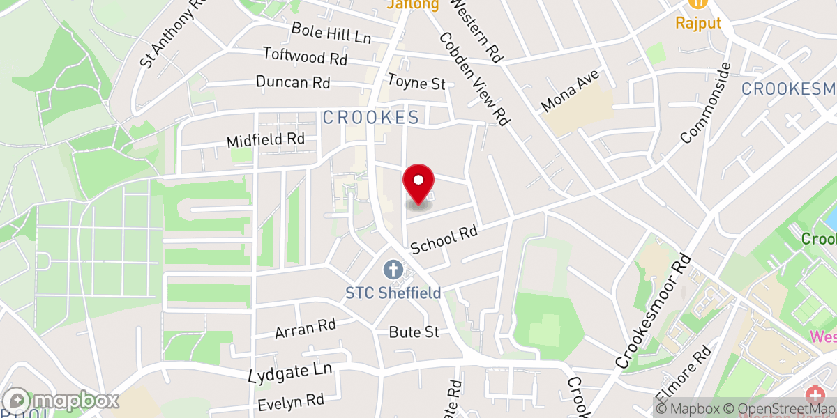 Map showing location of St Vincent's Church, Pickmere Rd S10 1GY