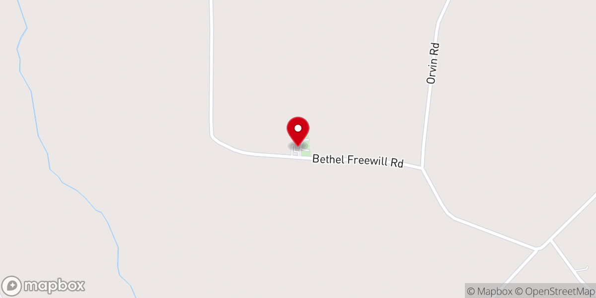 Map showing location of Baxley Freewill Baptist Church