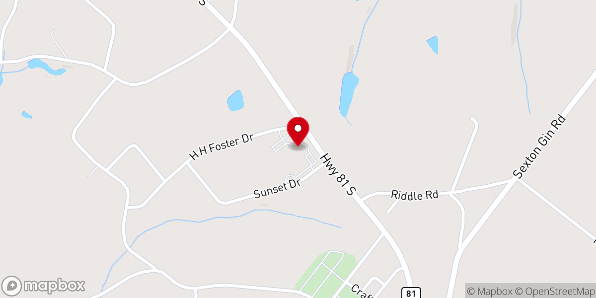 Map showing location of First Baptist Church of Iva