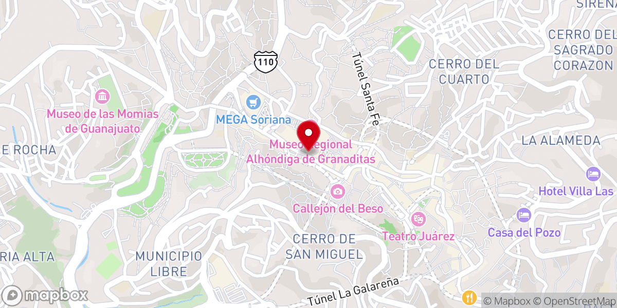 Map showing location of Parroquia y Templo de Belén, Guanajuato