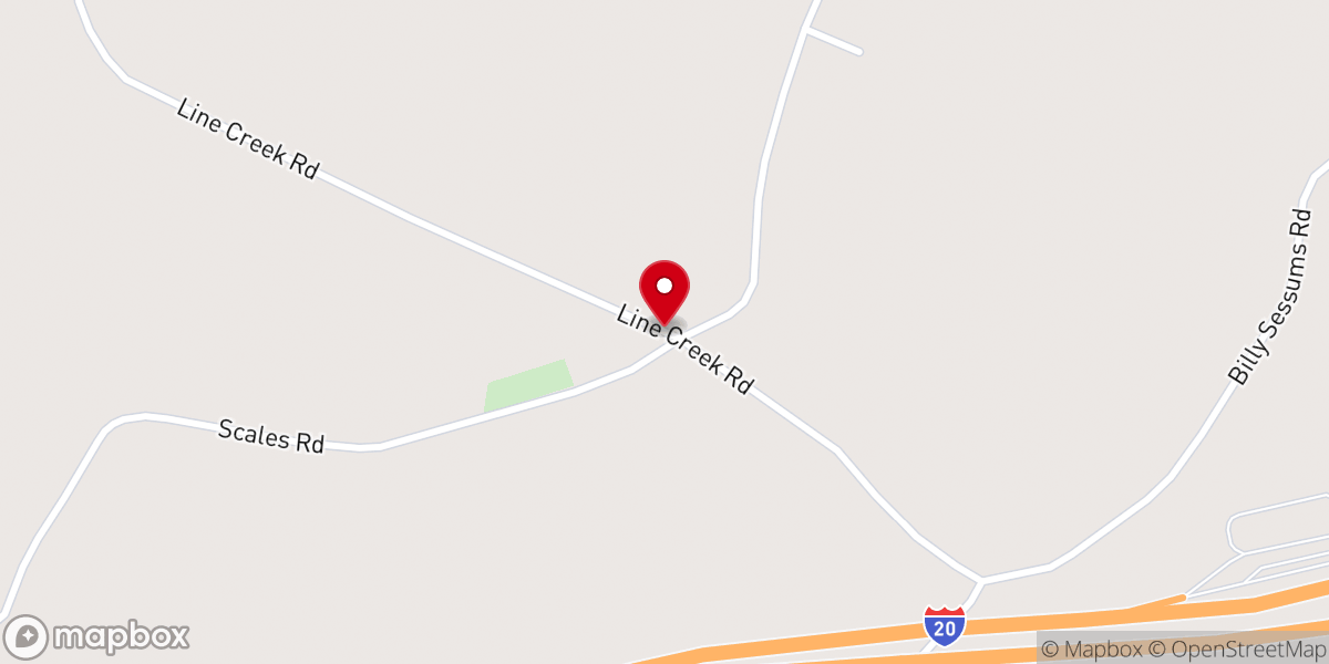 Map showing location of Line Creek Baptist Church