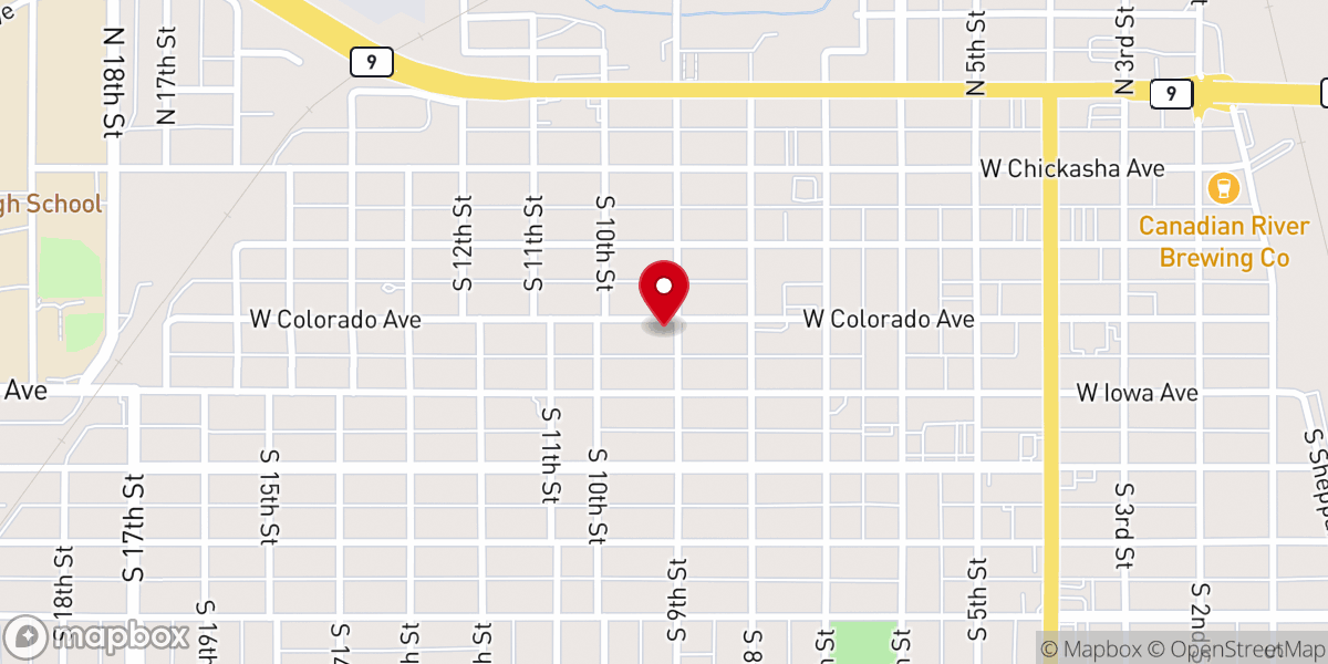 Map showing location of 9th & Colorado Church of Christ