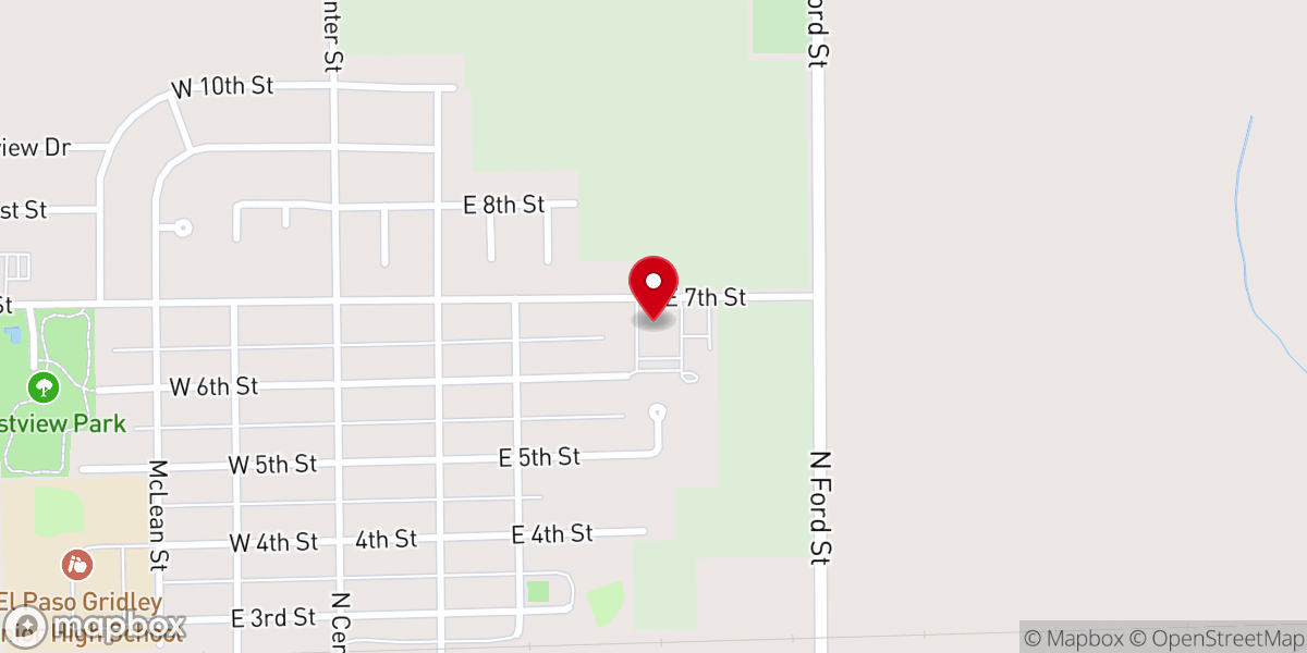 Map showing location of Gridley Apostolic Christian Church