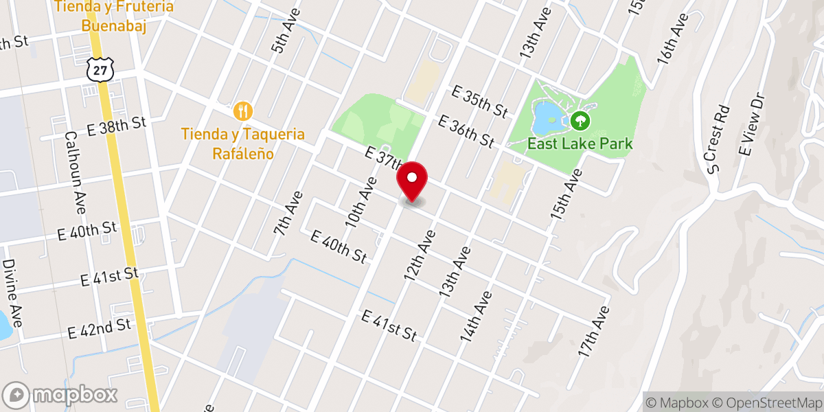 Map showing location of East Lake Christian Church