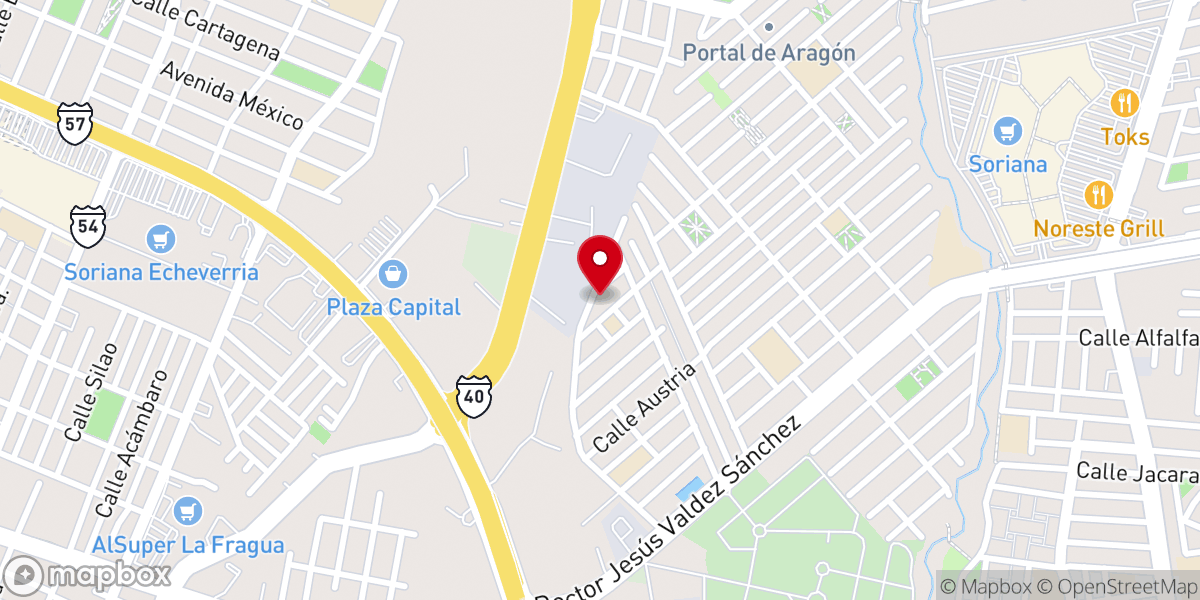 Map showing location of Iglesia Bautista Reformada de Saltillo
