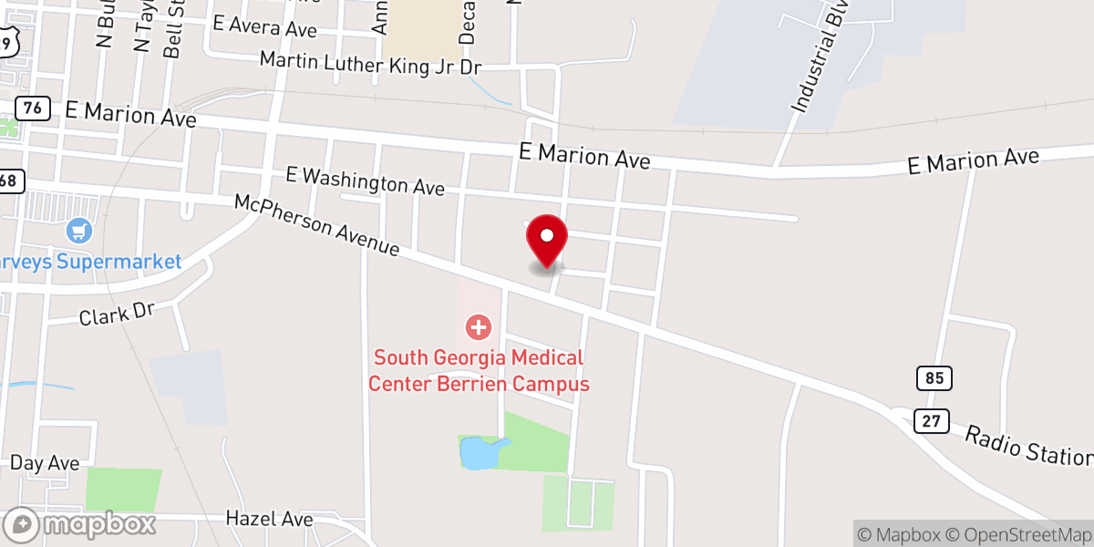 Map showing location of Nashville Holiness Deliverance Church