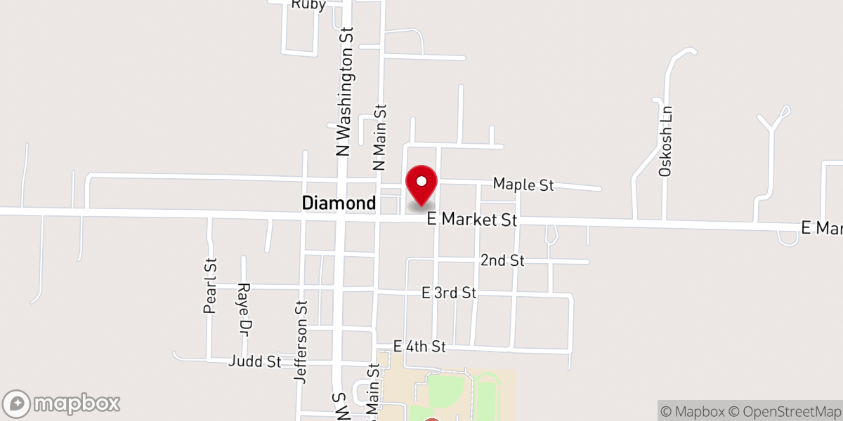 Map showing location of Diamond Christian Church