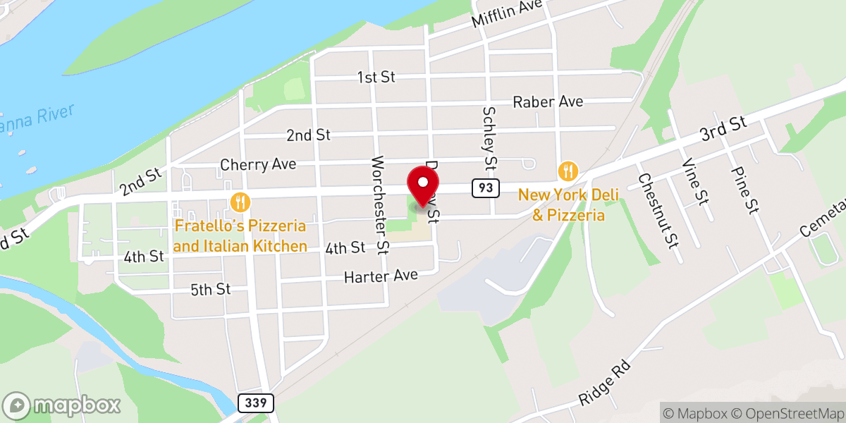 Map showing location of Faith United Evangelical Lutheran Church
