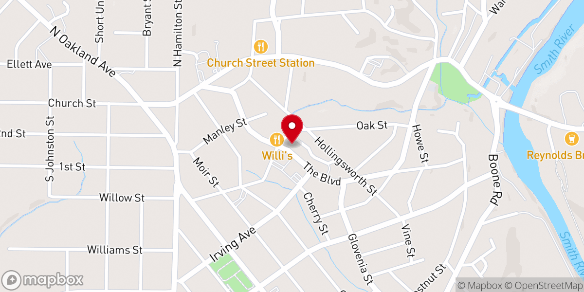 Map showing location of Shaw Christian Church Disciples