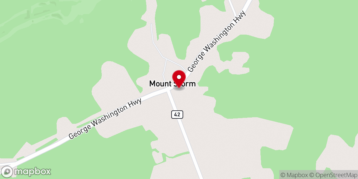 Map showing location of Mt Storm Methodist Church