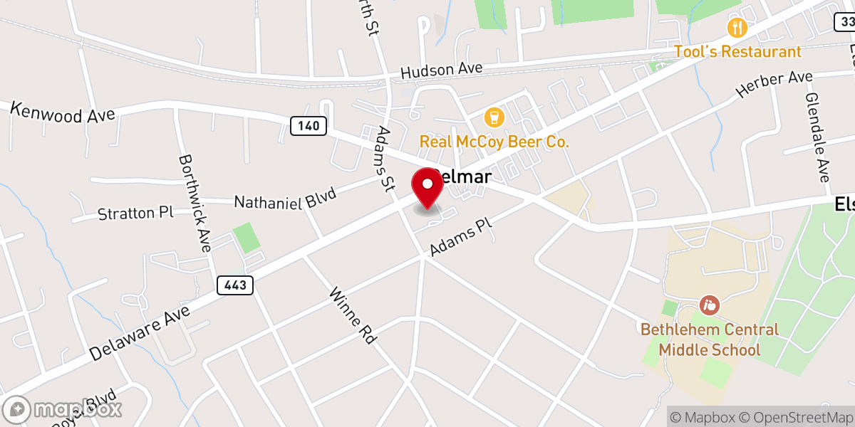 Map showing location of Delmar Reformed Church