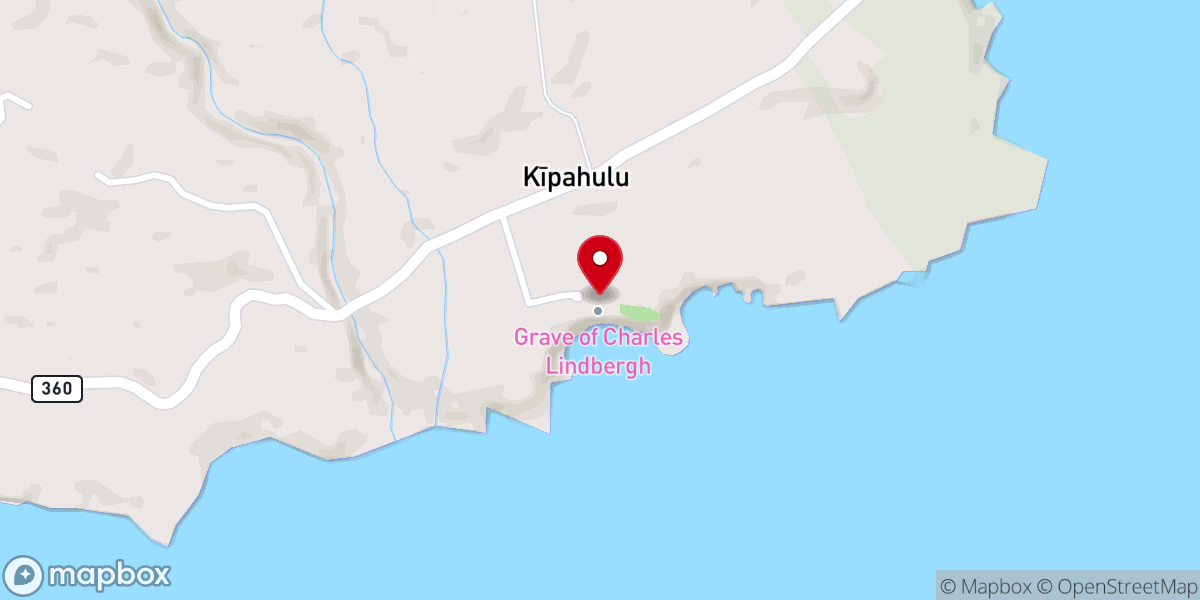 Map showing location of Charles Lindbergh's Grave