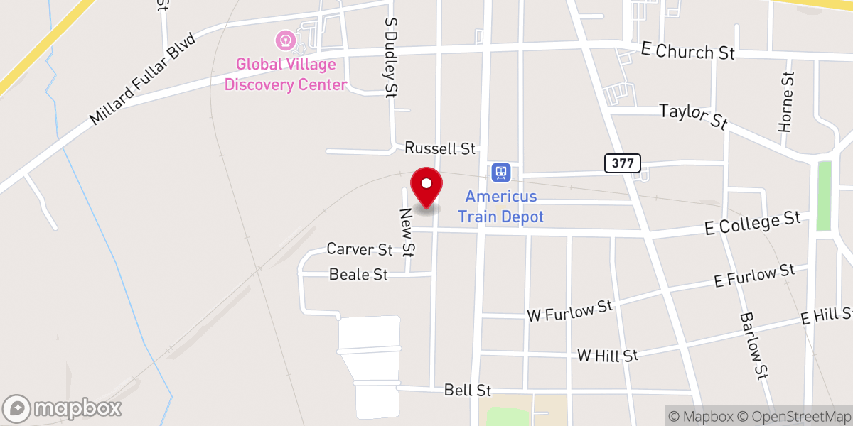 Map showing location of New Beginning Outreach Ministries of Americus Inc