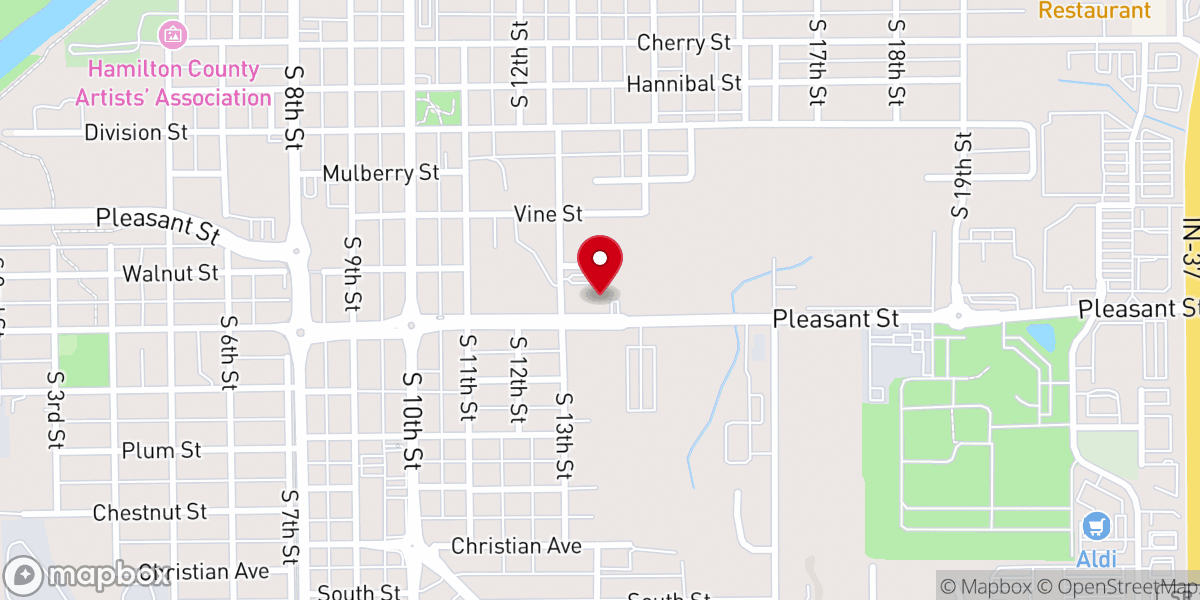 Map showing location of Noblesville Baptist Church
