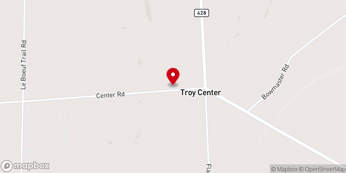 Map showing location of East Troy Church