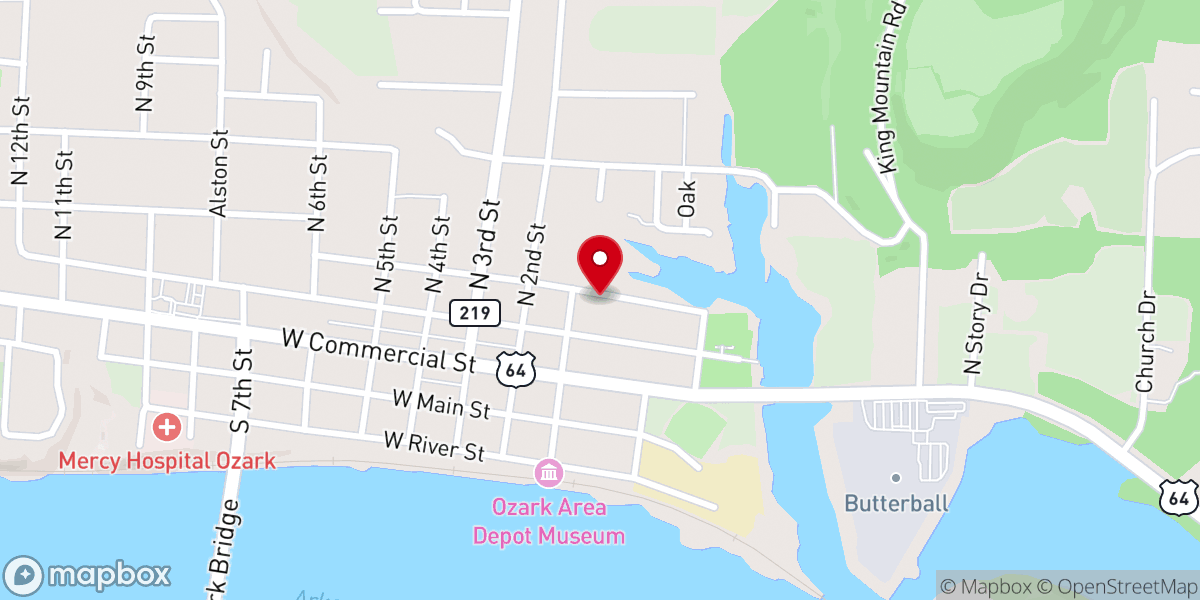 Map showing location of Ozark Church of the Nazarene