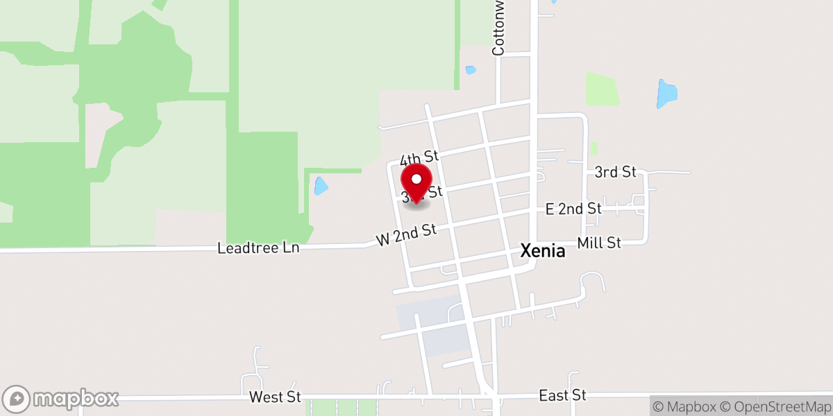 Map showing location of Xenia Community Church