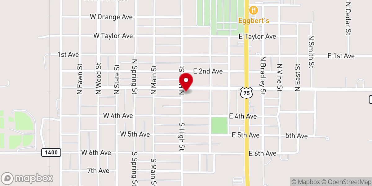 Map showing location of Caney United Methodist Church