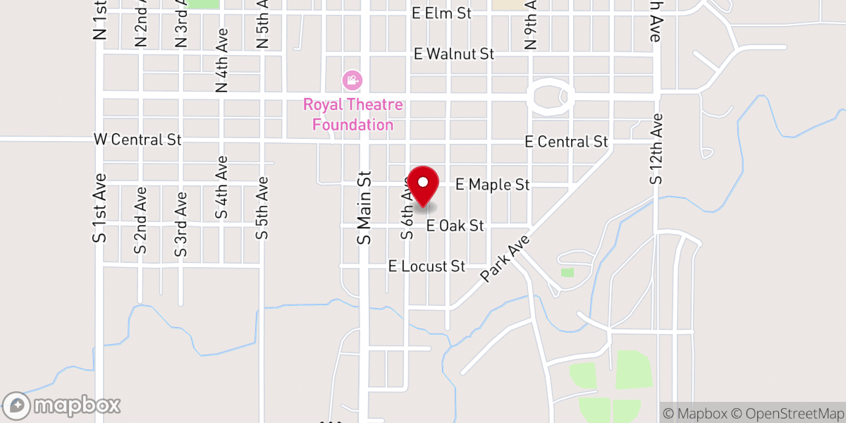 Map showing location of First Assembly of God Church