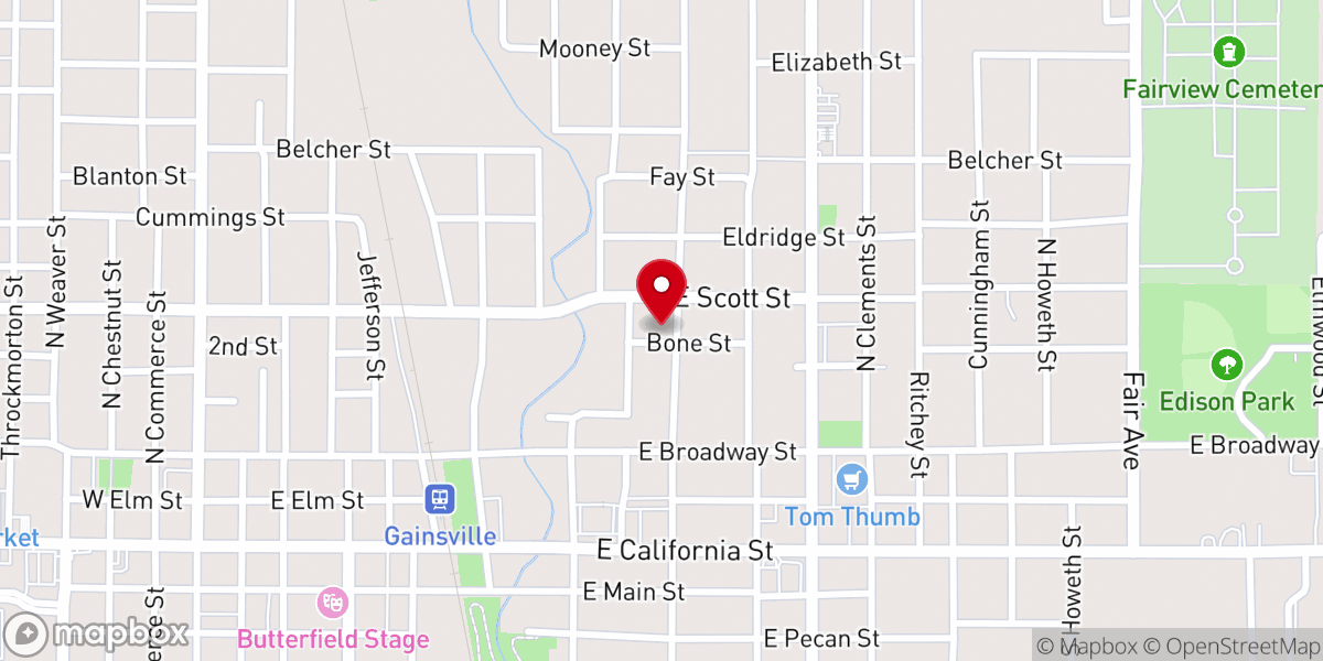 Map showing location of Bible Baptist Church