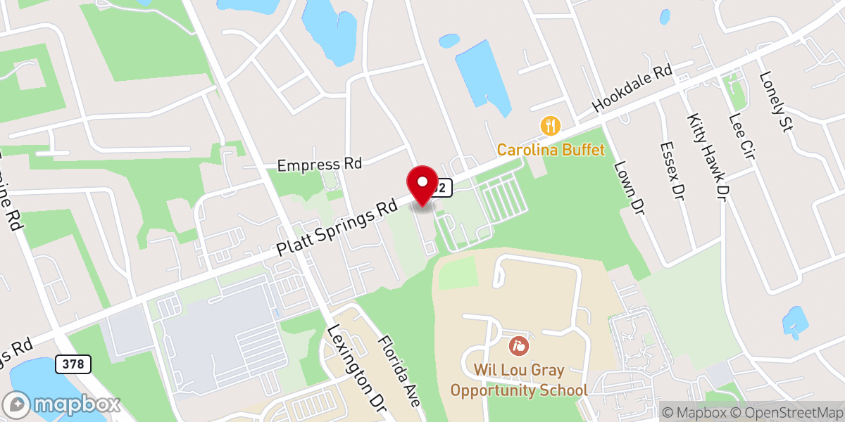 Map showing location of Platt Springs United Methodist Church